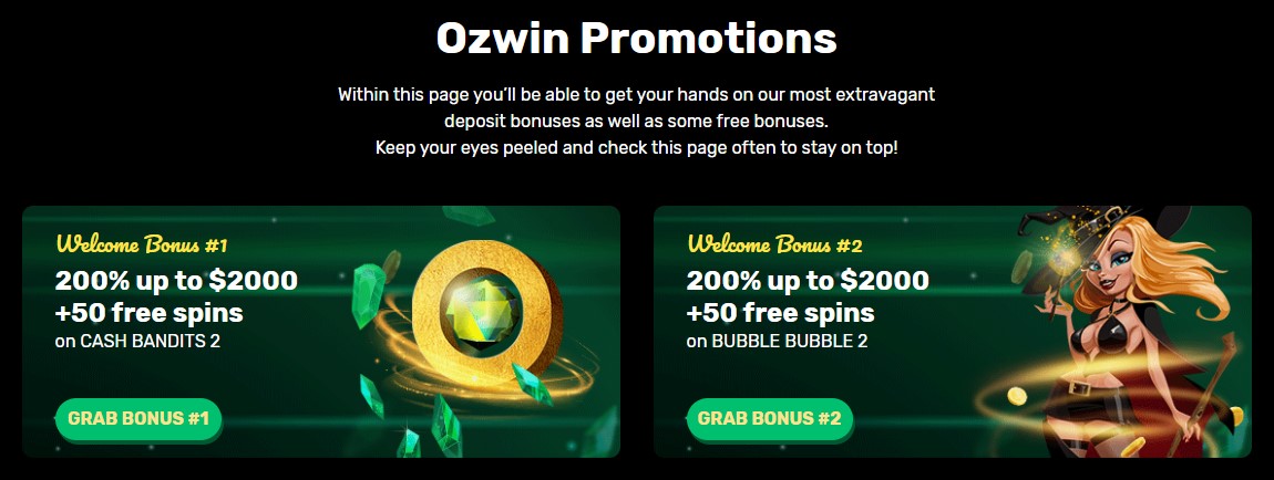 Ozwin Casino Welcome Bonus